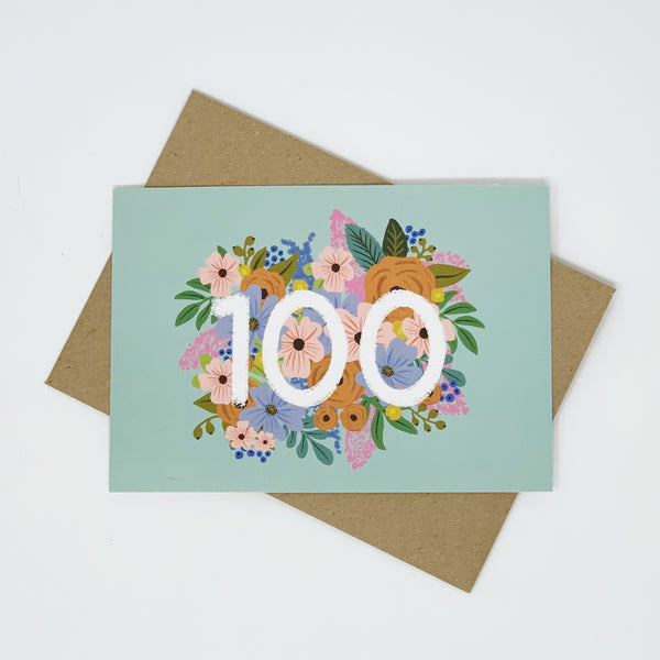 Colourful, Floral 100th Birthday Card