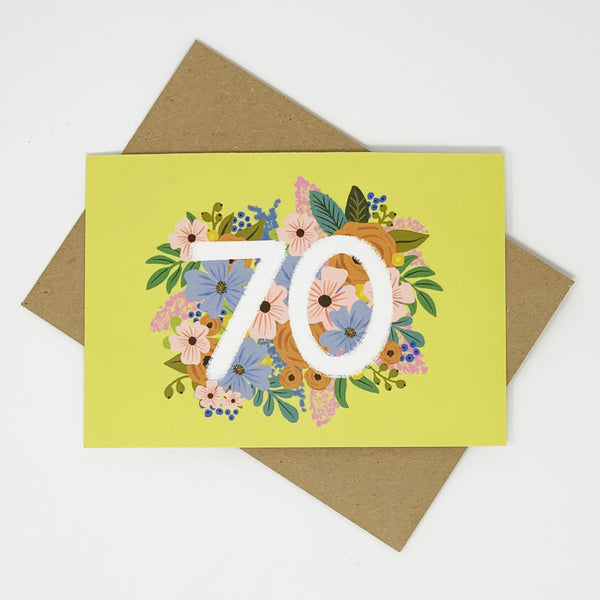 Colourful, Floral 70th Birthday Card