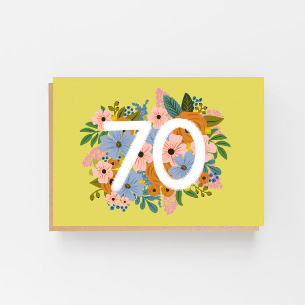 Colourful, Floral 70th Birthday Card