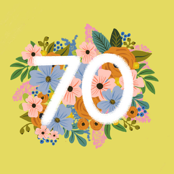 Colourful, Floral 70th Birthday Card