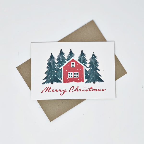 Scandinavian Red House "Merry Christmas"