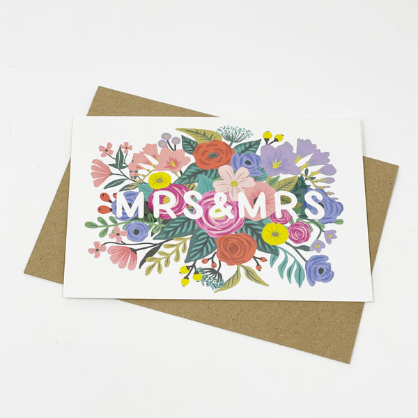 Mrs & Mrs Floral Wedding Card