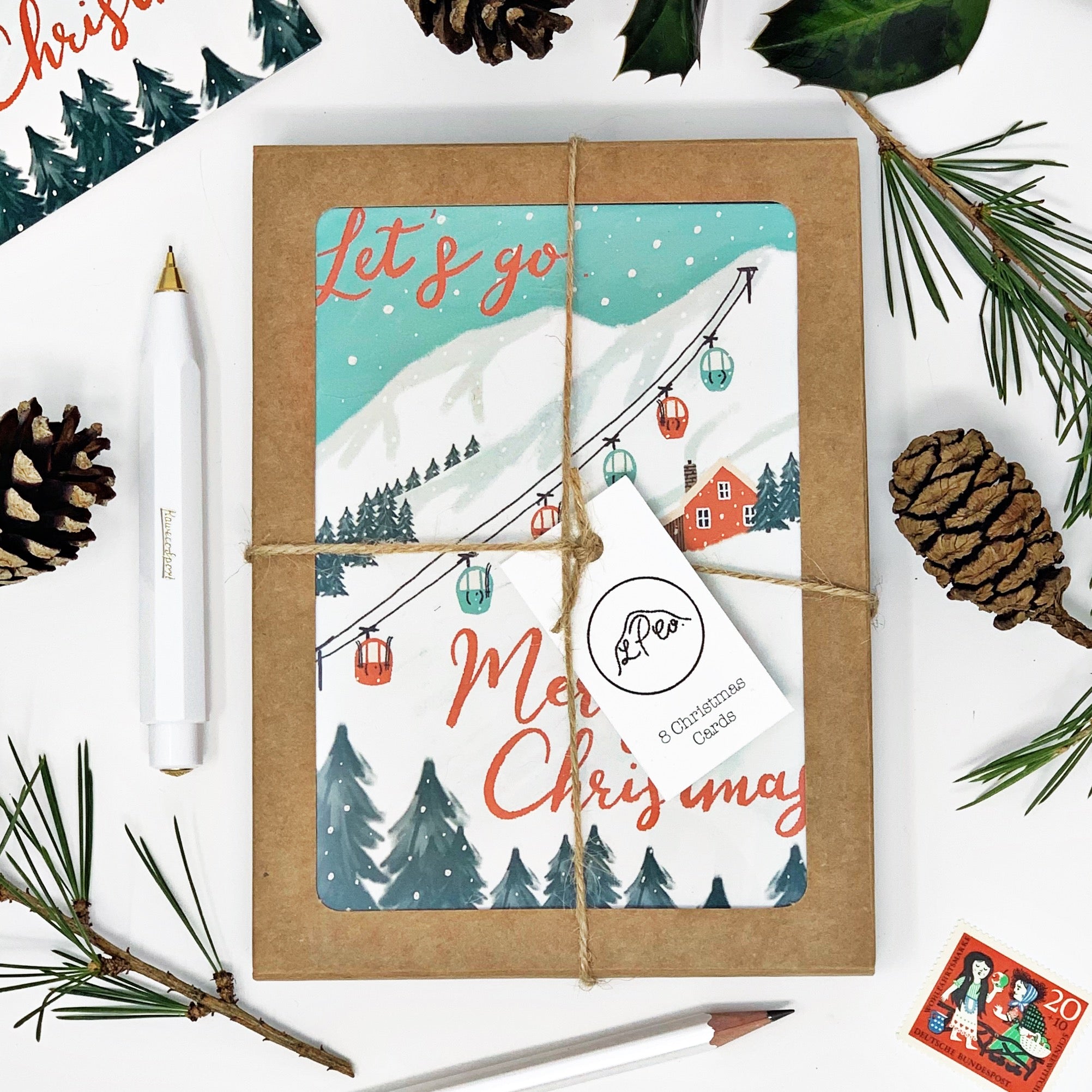 Skiing Christmas Cards - Pack of 8 Cards