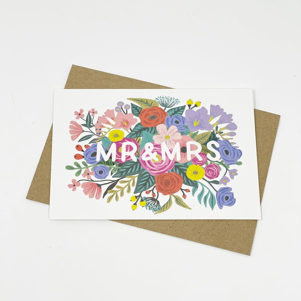 Mr & Mrs Floral Wedding Card