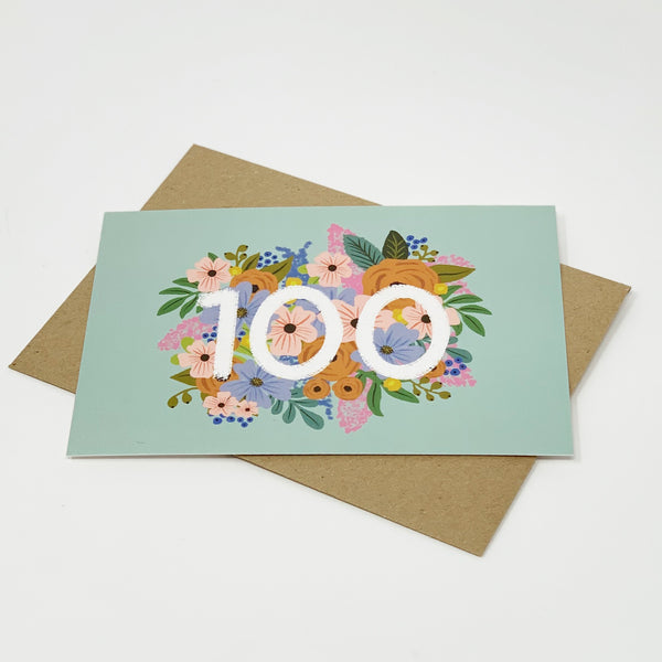 Colourful, Floral 100th Birthday Card