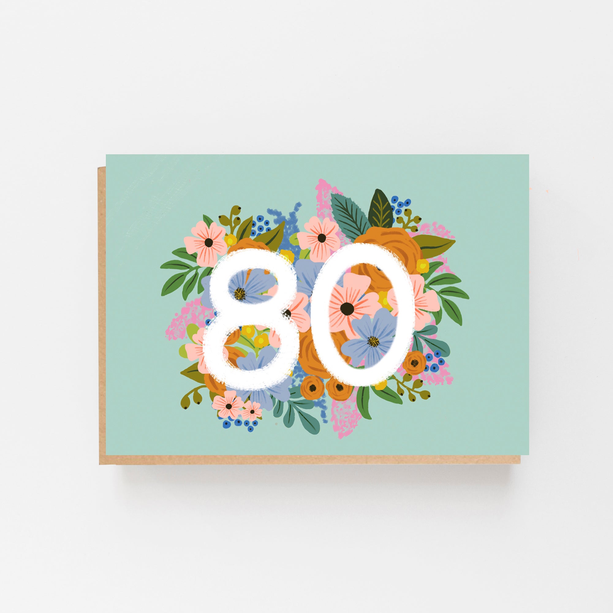 Colourful, Floral 80th Birthday Card