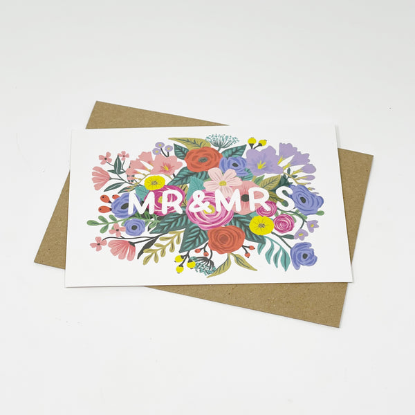 Mr & Mrs Floral Wedding Card