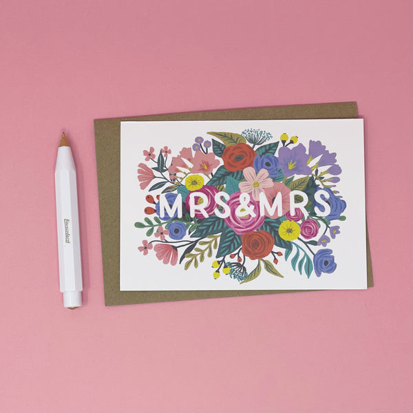 Mrs & Mrs Floral Wedding Card