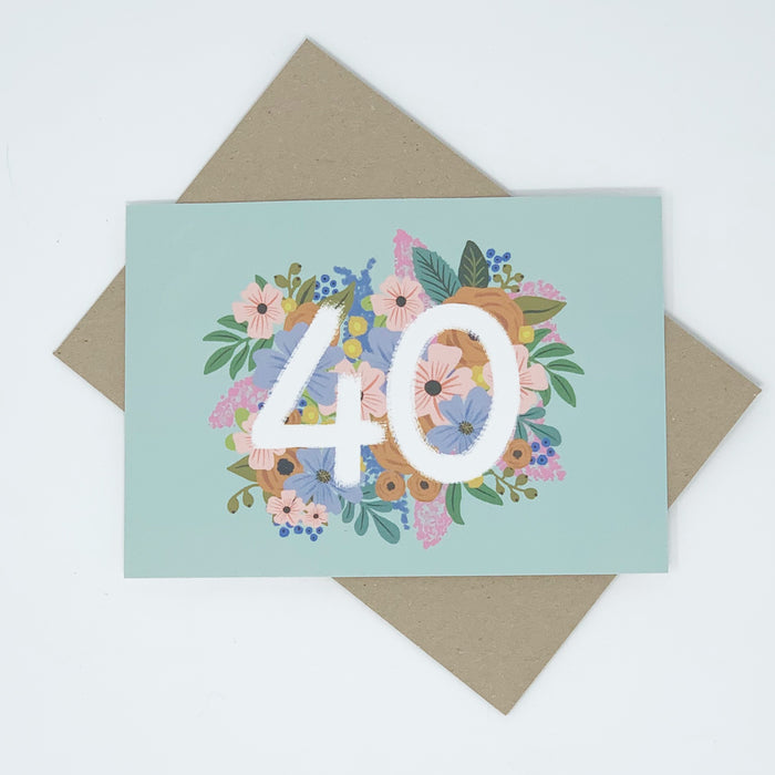 Colourful, Floral 40th Birthday Card