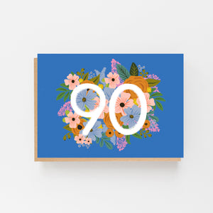 Colourful, Floral 90th Birthday Card