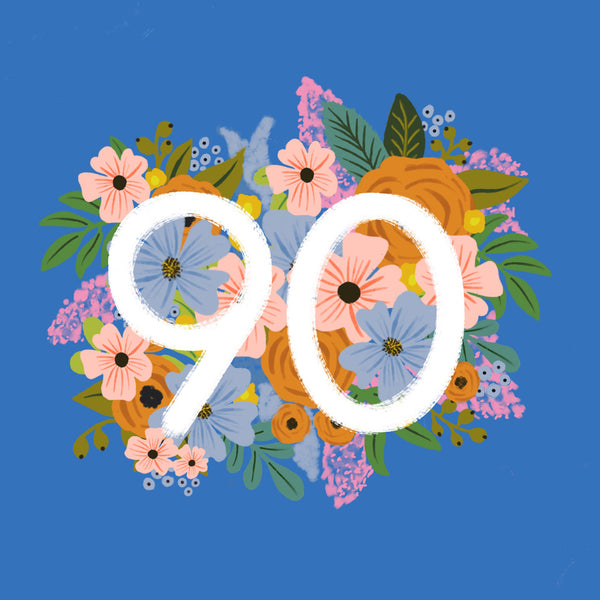 Colourful, Floral 90th Birthday Card