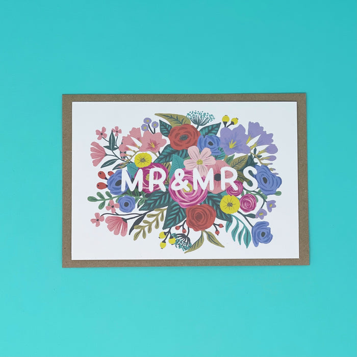 Mr & Mrs Floral Wedding Card