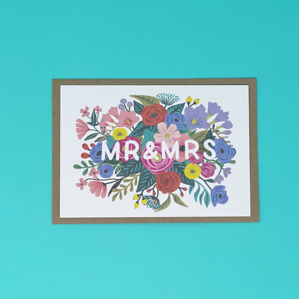 Mr & Mrs Floral Wedding Card