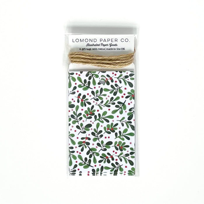White Mistletoe Gift Tags x 4
