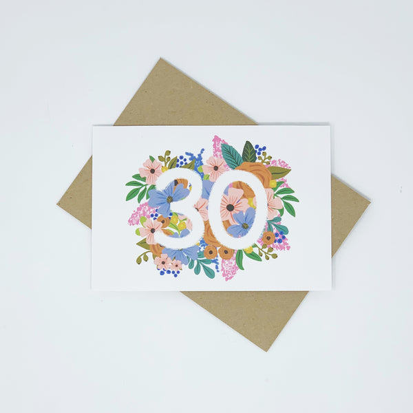 Colourful, Floral 30th Birthday Card