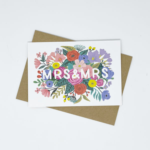 Mrs & Mrs Floral Wedding Card