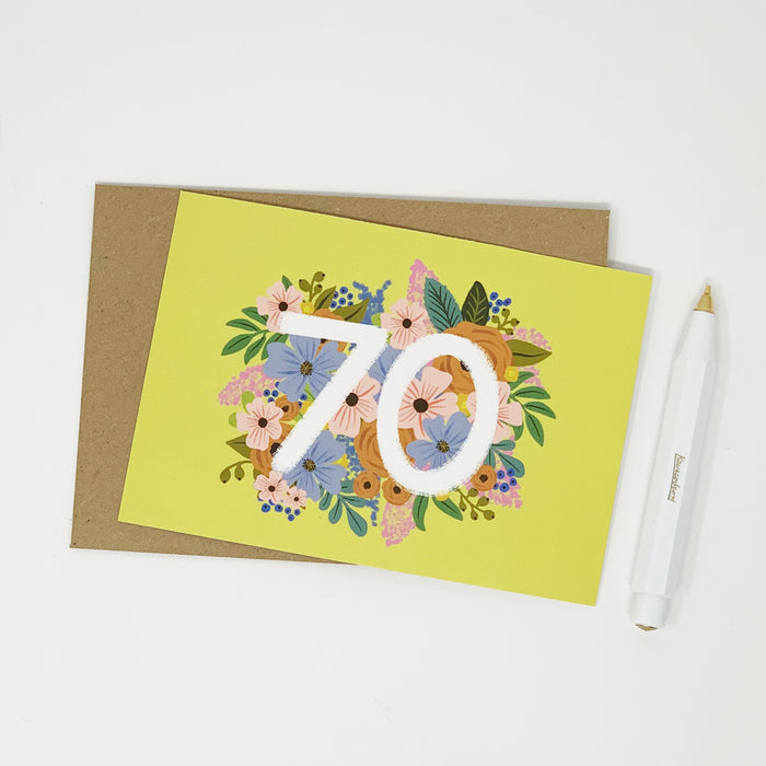 Colourful, Floral 70th Birthday Card