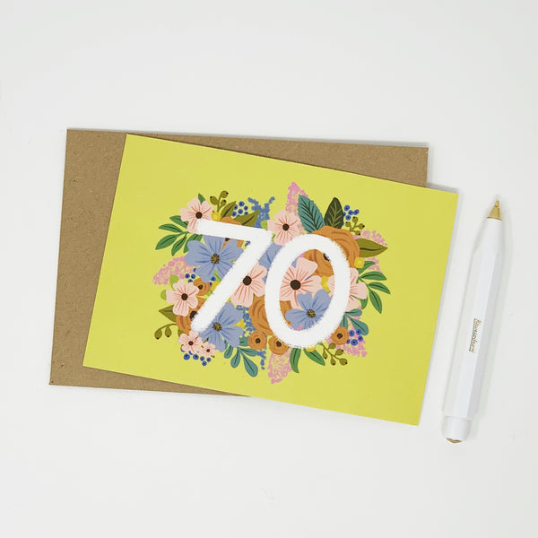 Colourful, Floral 70th Birthday Card