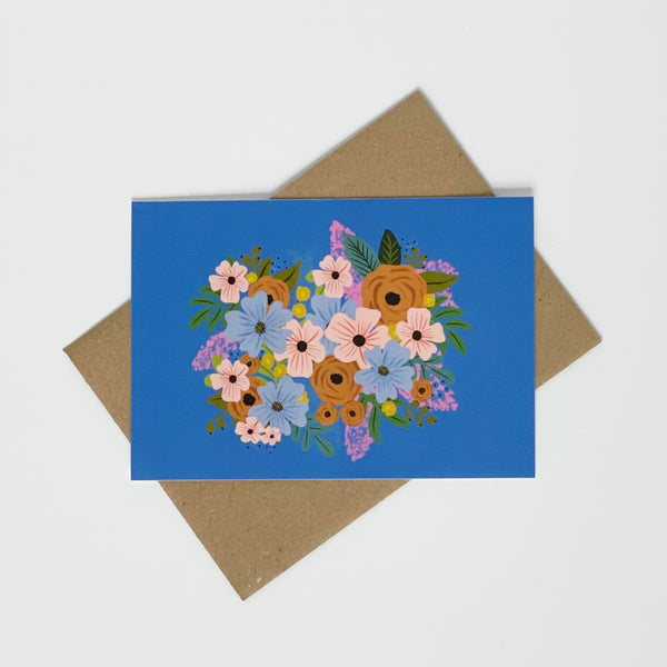 Blue Flower Colourful Blank Card