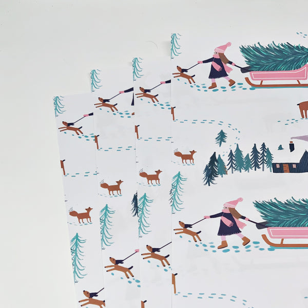 Christmas Winter Scene Gift Wrap & Tags