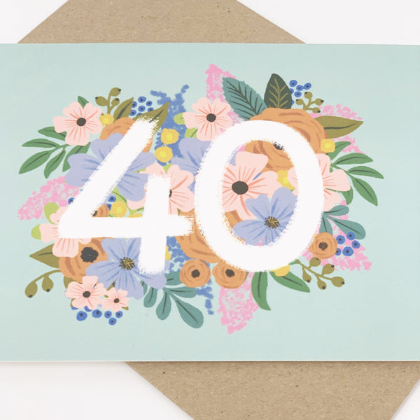 Colourful, Floral 40th Birthday Card