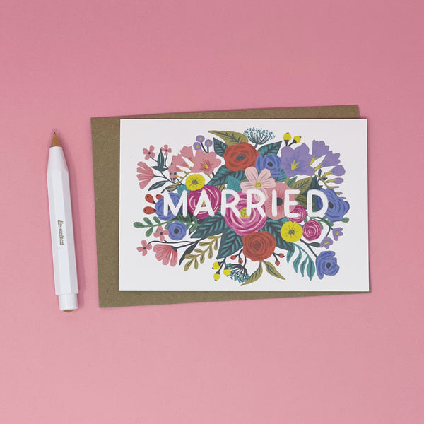 Married Floral Wedding card