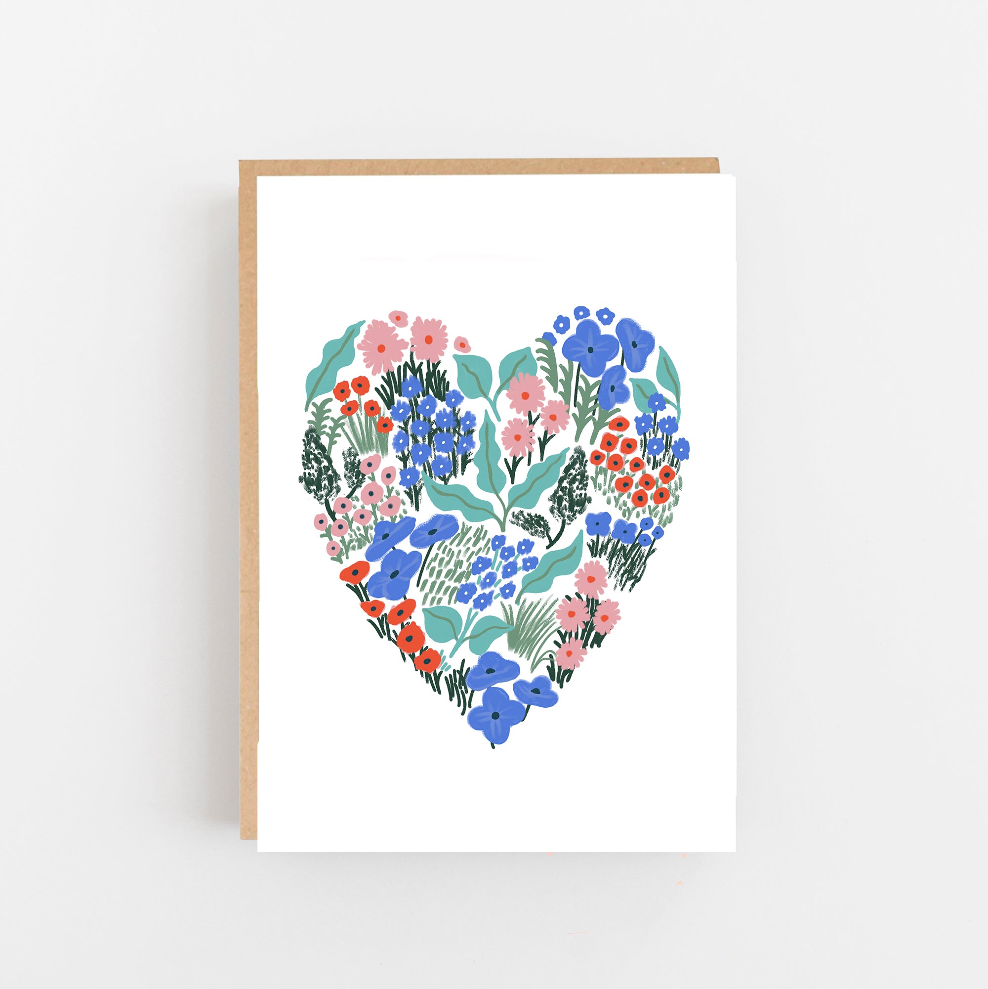 Blue Floral Heart Card