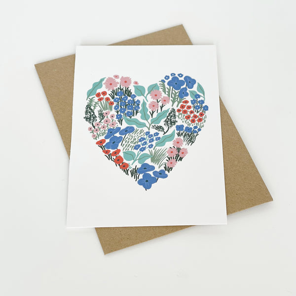 Blue Floral Heart Card