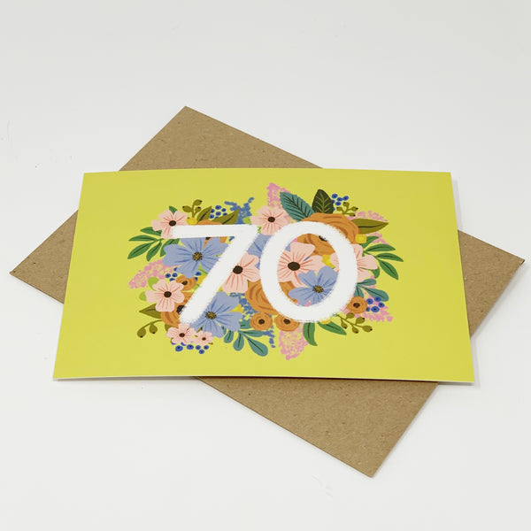 Colourful, Floral 70th Birthday Card