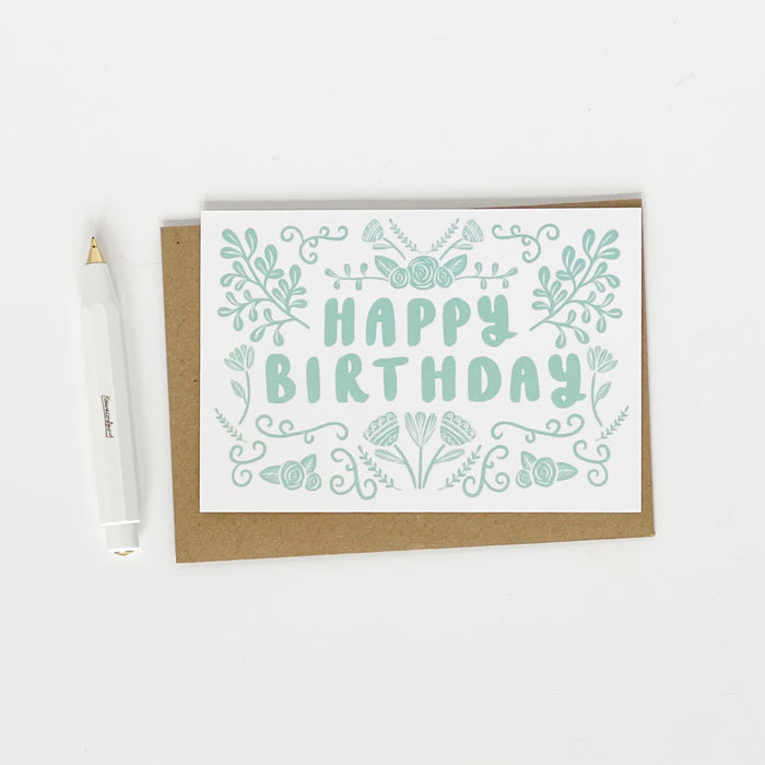 Happy Birthday - Folk Green