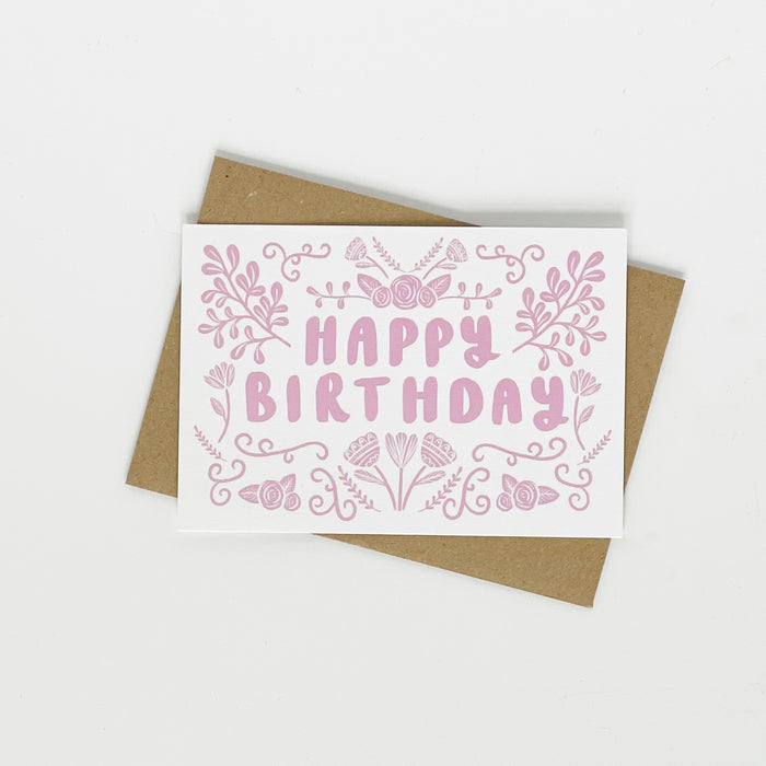 Happy Birthday - Folk Pink
