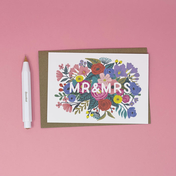 Mr & Mrs Floral Wedding Card