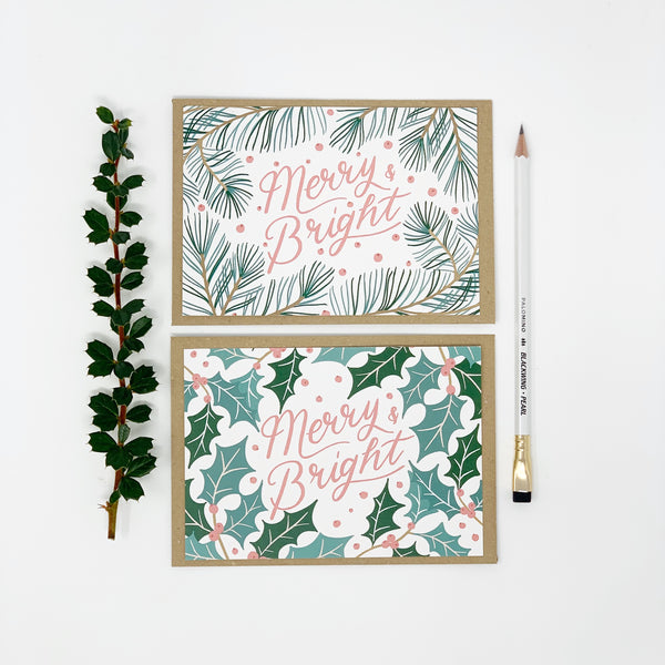 Merry & Bright Christmas Cards - Pack of 8 Cards