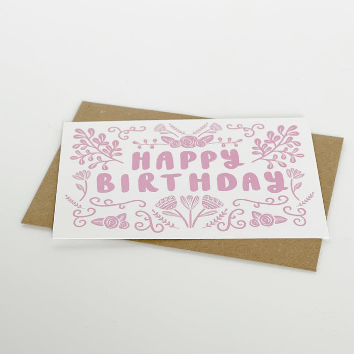 Happy Birthday - Folk Pink