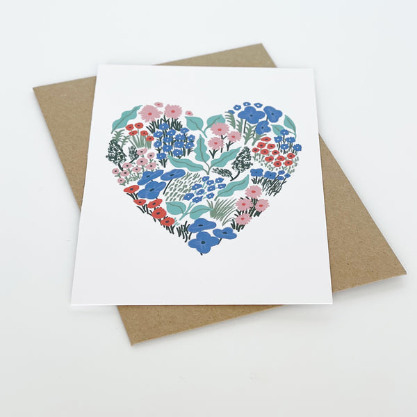 Blue Floral Heart Card