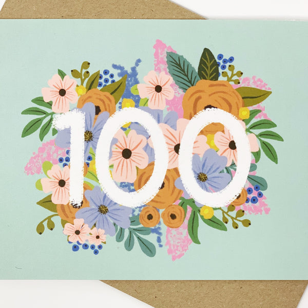 Colourful, Floral 100th Birthday Card