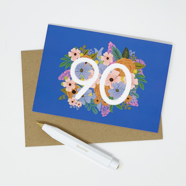 Colourful, Floral 90th Birthday Card