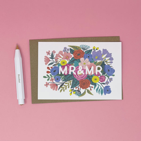 Mr & Mr Floral Wedding Card