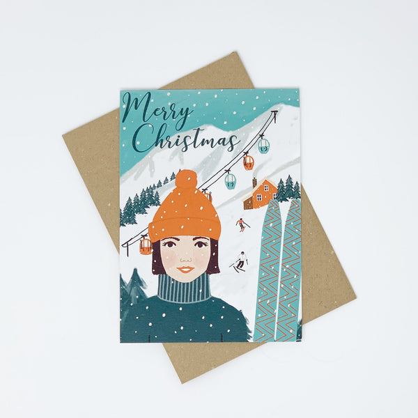 SALE Skiing Christmas Cards - Pack of 8 Cards