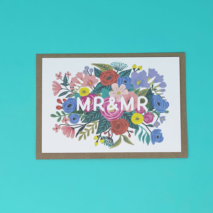 Mr & Mr Floral Wedding Card