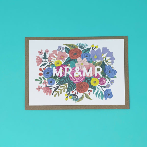 Mr & Mr Floral Wedding Card