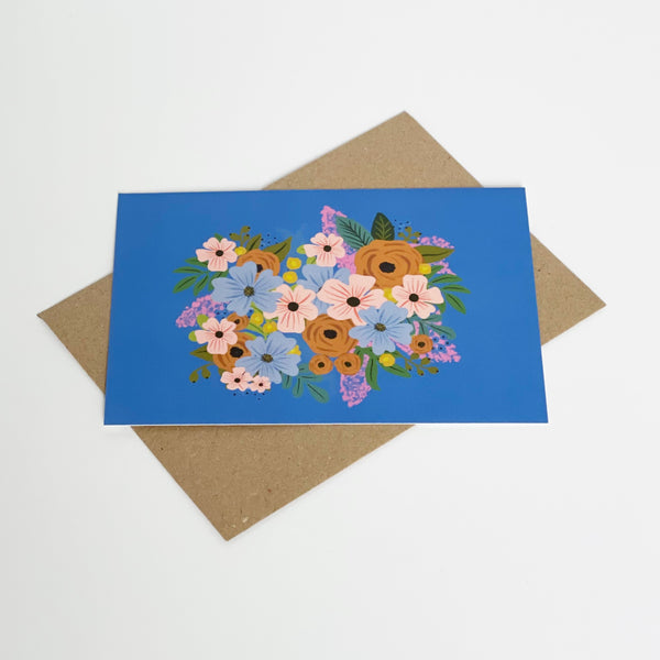 Blue Flower Colourful Blank Card