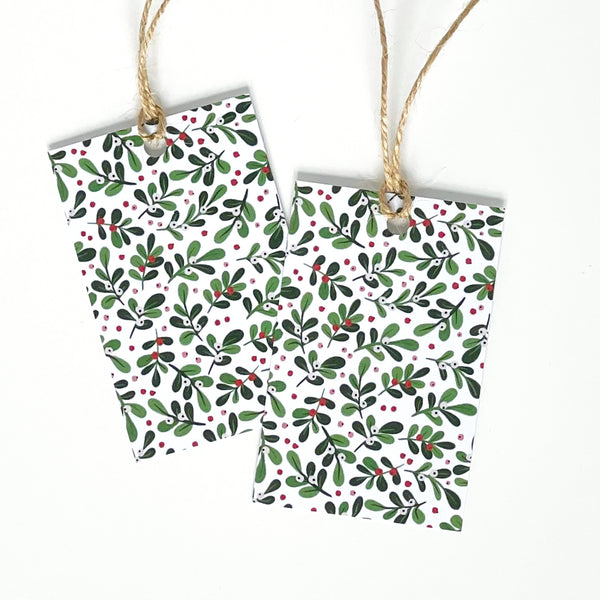 White Mistletoe Gift Tags x 4