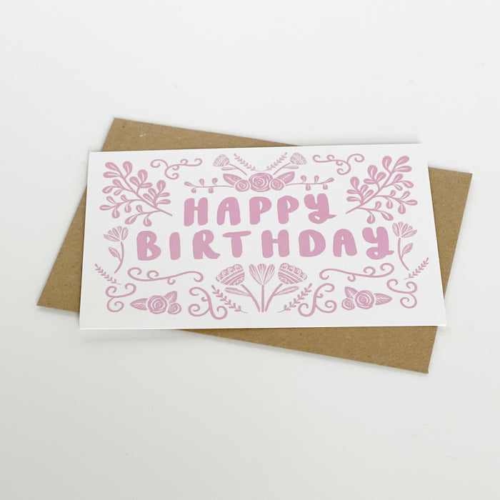 Happy Birthday - Folk Pink