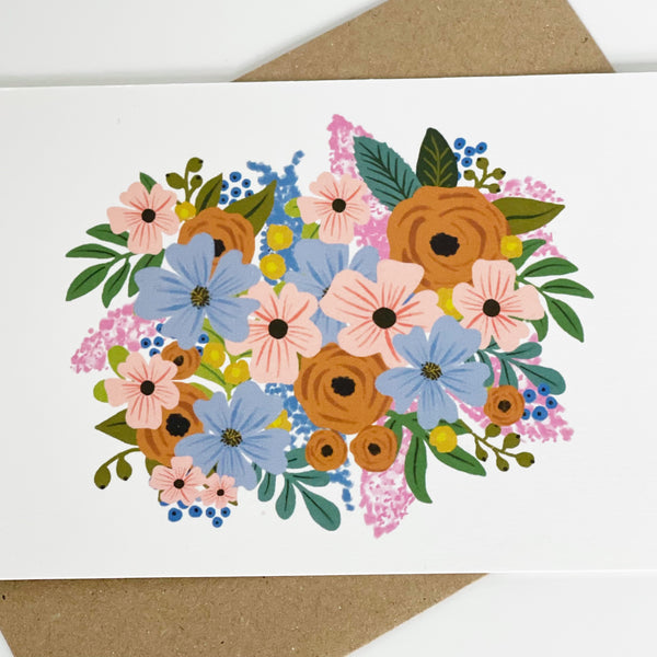 White Flower Colourful Blank Card