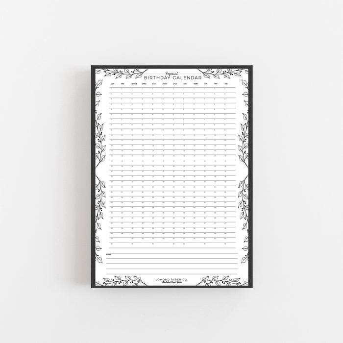 Perpetual Birthday Wall Planner - Lomond Paper Co.