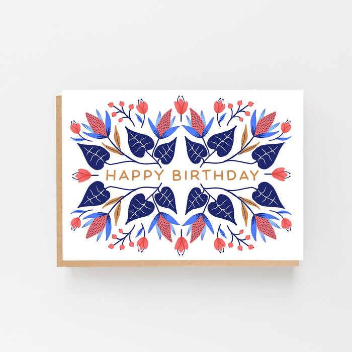 Happy Birthday - Floral Winter Design