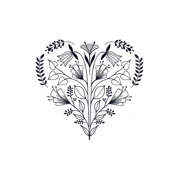 Floral Folk Heart Art Print