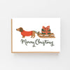 Dachshund pulling a sledge Merry Christmas card