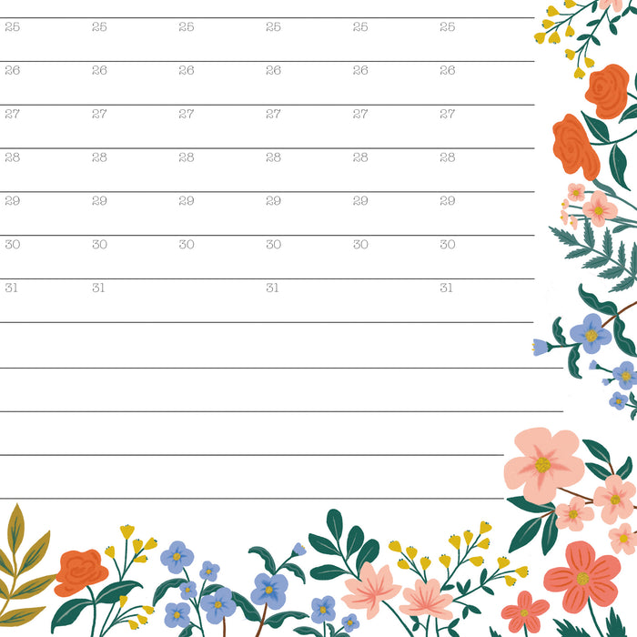 Colourful Floral Perpetual Birthday Wall Planner A3